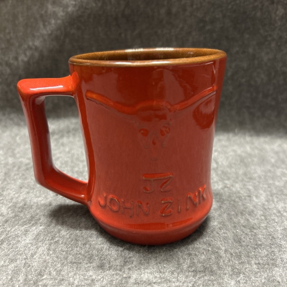 Vintage Frankoma C5 Orange Red Coffee Mug for John Zink Boy Scout Ranch Oklahoma